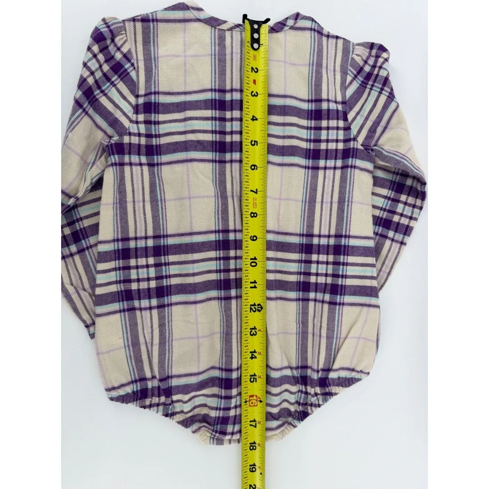 Carhartt Kids 24M Majesty Purple Plaid Flannel Long Sleeve Bodysuit